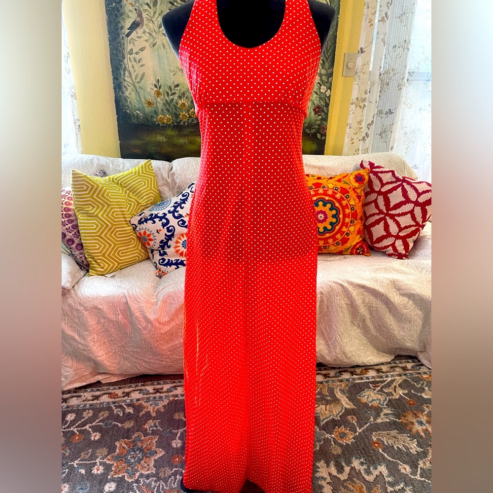 Vintage - red polka dot . Maxi dress
